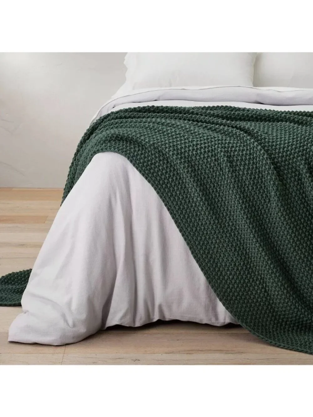 Casaluna King Size Chunky Sweater Knit Bed Blanket Dark Teal 108